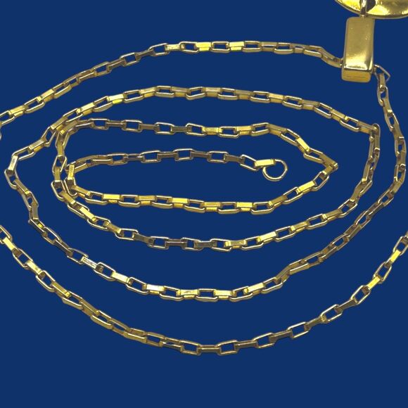 Soho Design Necklace Gold Tone Pendant Geometric Long Paperclip Link Chain 34" - Picture 4 of 11